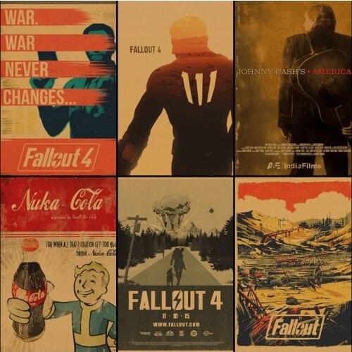 Fallout 4 Cosplay Games Cait Codsworth Paladin Danse Retro Kraft Posters Living Room Decor