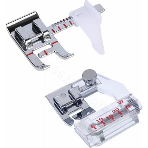 2pcs Sewing Machine accessories Adjustable Guide Presser Foot and Snap-on Adjustable Bias Binder Foot for Brother, Singer,etc