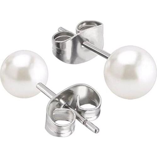 1 pair G23 Titanium 20G thin rod real fresh water lake pearl earrings multi-size earrings popular fashion body Piercing jewelry