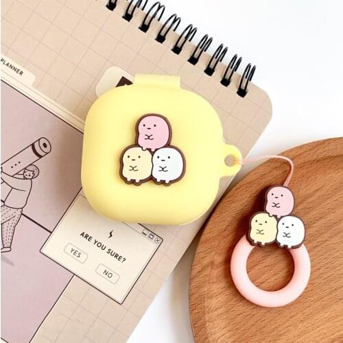 DIY Cute 3D Silicone Case for Samsung Galaxy Buds Live 2020 Earphone Protective Cover With Cartoon Finger ring for Lover Gifts