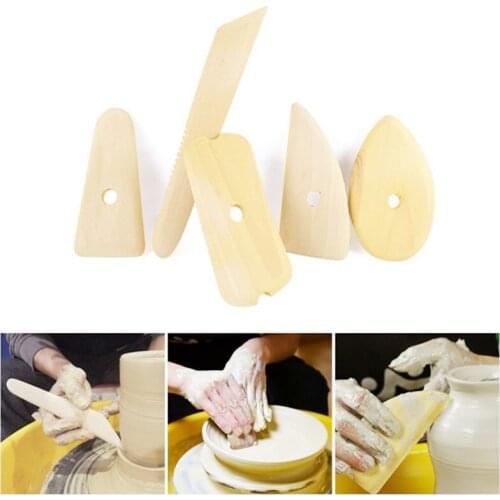 Pottery tools wooden scraper 5 piece set diy ceramic manual trimming repair carving scraper clay sculpture tool