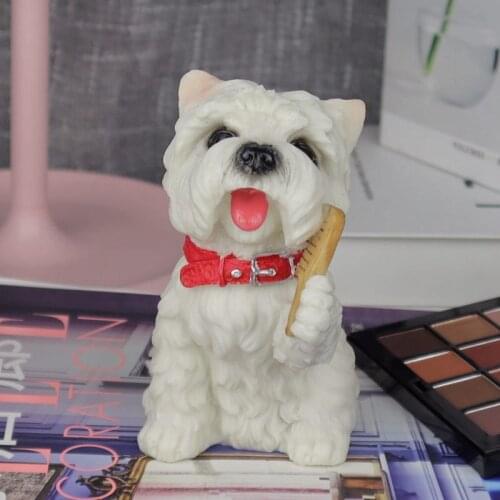 Modern Cute Makeup Dog Resin Miniatures Ornaments Store Table Accessories Decoration Garden House Balcony Desk Figurines Crafts