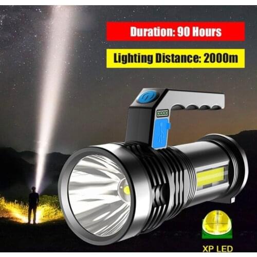 Super Bright LED Searchlight USB Fast Charging Flashlight 2000M High Power Handheld Portable Spotlight High Lumen Camping Lamp