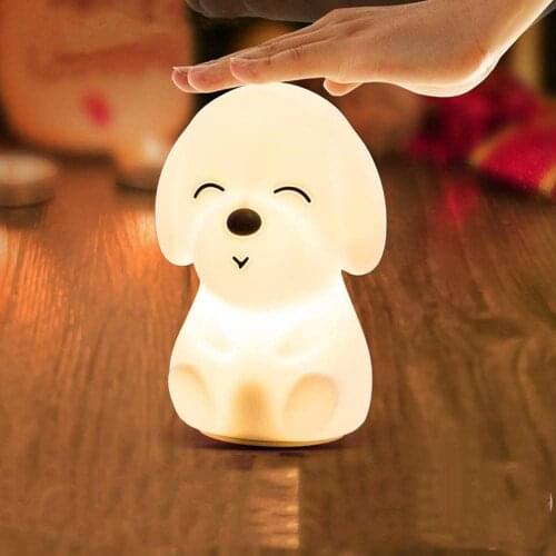 LED Childrens Night Light Cute Silicone Puppy Light USB Charging Colorful Suitable for Birthday Gift Bedroom Decoration
