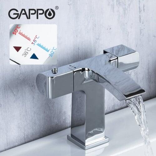 GAPPO thermostatic tap water basin faucets deck mounted bathroom mixer waterfall washbasin faucet