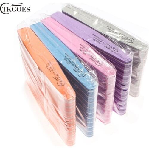 TKGOES Wholesale 50Pcs/lot Nail File Songe Diamond 100/180 Grit Buffing Slim File 5Colors Nail Art Sanding Professional Manicure