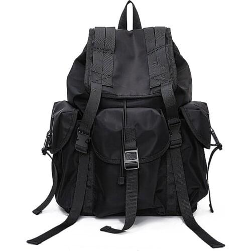 Drawstring Large Capacity Men Backpack for Travel Black Nylon Waterproof 15.6 Inch Laptop Backpacks Men Fashion Back Pack Bag