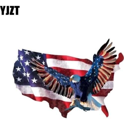 YJZT 10.5CM*7.4CM Personality Animal American Map Flag Eagle Decal Car Sticker 6-0826