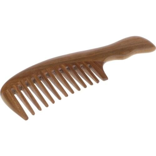 Green Sandalwood Hair Comb With Handle- Traditional Handcraft Brush Comb for Women & Men, Great Christmas Gift