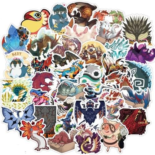 50PCS Monster Hunter Game Stickers Laptop Guitar Luggage Skateboard Bike Car Waterproof Graffiti Sticker Decal Kid Classic Toys