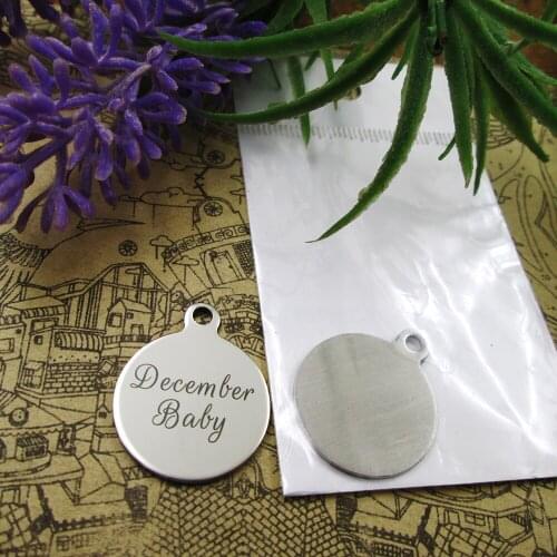 10pcs--"December Baby"stainless steel charms 5 styles for choosing DIY Charms for necklace bracelets