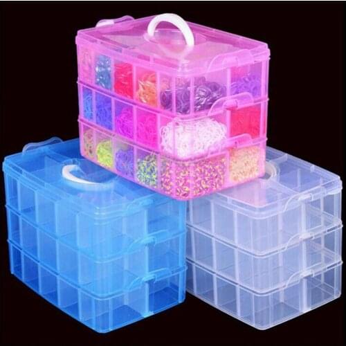 3 Layers 18 Compartments Clear Storage Box Container Jewelry Bead Organizer Case Earrings Necklace Storage Organizer