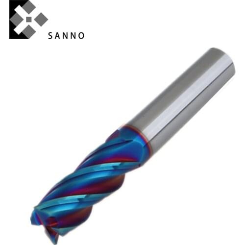 5pcs/lot 4 flutes hrc 65 degree tungsten steel flattened end mill cnc nano coating milling cutter for metal milling cutting