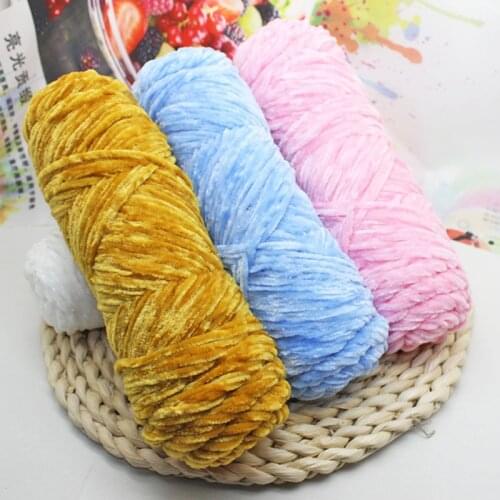 5pcs/lot Chenille Yarn for Knitting Anti-pilling Velvet Polyester Silk Cotton Blended Yarn Corchet Threads for Cardigan Scarf