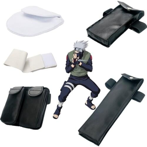 Narutos Accessories Ninja Bag Weapons Kunai Shuriken Bags Cosplay Hatake Kakashi Anime Figure Prop Cool Kids Toys Canvas PU Bags