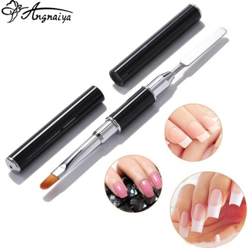 ANGNYA Double-head Nail Extension Brush 6# Acrylic UV Poly Nail Gel Builder Painting Pen Removal Spatula Stick Manicure Tool