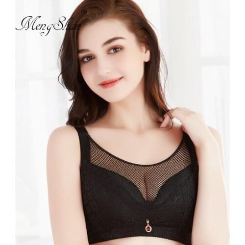 New Large Bra underwear women Thin steel bracket big size bra Hollowed gauze plus size bra push up Anti-wear bras for women 120E