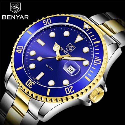 BENYAR Men Watch Top Brand Luxury Blue Waterproof Military Army Male Clock Sport Business Stainless Steel Man Wristwatch 5161
