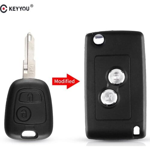 KEYYOU Modified 2 Buttons Filp Car Remote Key Case Shell Cover For Citroen C2 C3 Xsara Picasso For Peugeot 206 306 406 Fob Cover