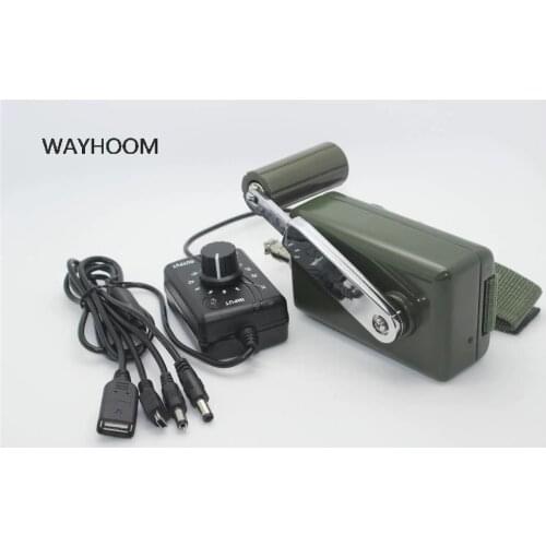 12V Hand Crank Dynamo Generator Rechargerable Battery Charger With Crocodile Clip