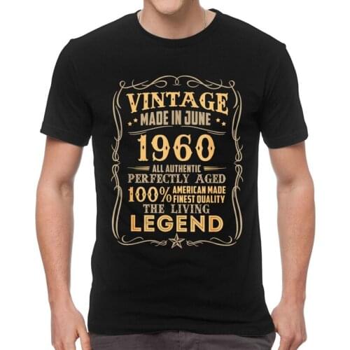 Vintage June 1960 60 Years Old T-Shirts Men Streetwear T Shirts Short Sleeve 60th Birthday Tshirt Cotton Tee Top Clothing