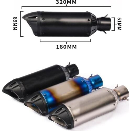Silp on for 800cc under Motorcycle Exhaust Muffler Pipe Modified 320mm Short Stainless Steel With ABS Tail Silencer System