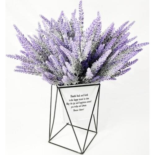 5 Branches Lavender Artificial Flower Wedding Home Decoration 38cm Artificial Plant Ears Romantic Purple Lavender Flocking Vase