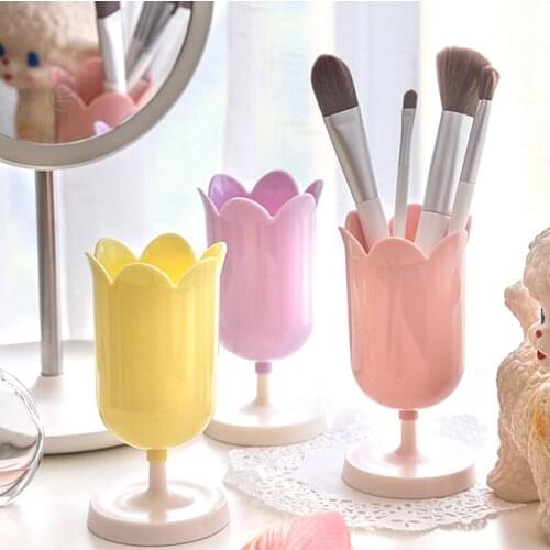 Kearo Style Ins Women Makeup Brushes Storage Cosmetic Storage Box Tulip Pencil Vase Comb Container Bedroom Organizer Pen Holder