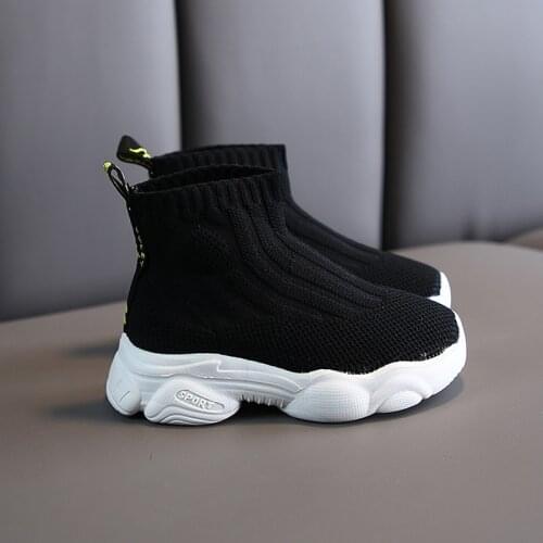 Baby knitted Shoes Black Sock Sneakers Infant Comfortable Breathable Shoes Girl Boys Toddler Learn Walk Shoe Size 21-25 Beige
