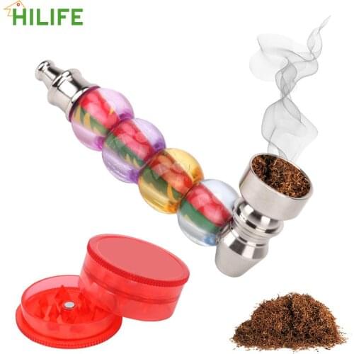 Portable Smoking Accessories Cigarette Holder With Spice Grinder Mesh Filter Mens Gift Tobacco Pipe Metal