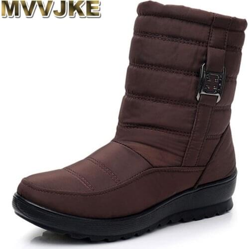 MVVJKE Womens Boots Thick Plush Warm Winter Waterproof Mother Shoes Ladies Ankle Boot Snow Boots Women Waterproof Woman Shoes