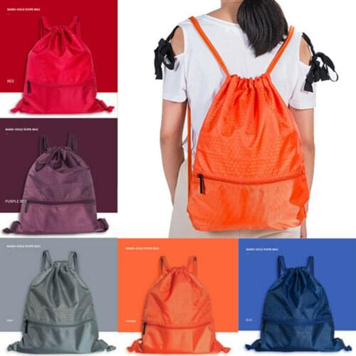 Nylon Drawstring Backpack Bag String Waterproof Sackpack Outdoor Sports Travel