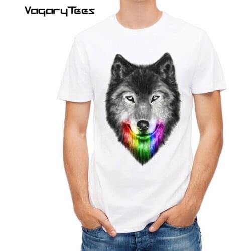 New fashion summer men t-shirt Colorful Wolf Animal 3D T Shirt Harajuku short sleeve o-neck Casual boy lovely tees Cool tops