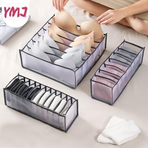 6/7/11 Grids Underwear Bra Organizer Storage Box for Socks Closet Organizer Boxes For Underwear Scarfs Socks Bra Foldable Drawer