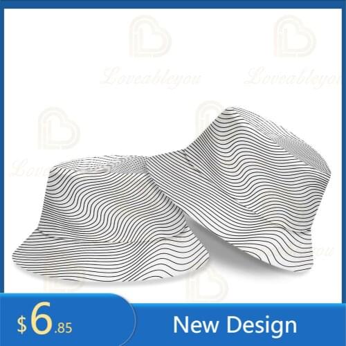 Fashion Summer Cotton Bucket Hat Striped Print Fisherman Hat Hip Hop Outdoor Travel Hat Sun Hat for Men Women