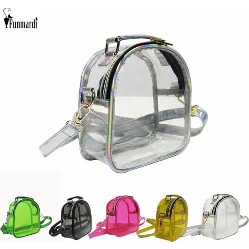 FUNMARDI Beach Transparent Bag PVC Jelly Bag Lovely Candy Color Cross-body Bag Summer Women Bags Small Laser Traval Bag WLHB3044