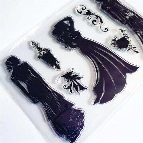 11*16cm Ladies dress Transparent Clear Stamps / Silicone Seals Roller Stamp for DIY scrapbooking photo album/Card Making