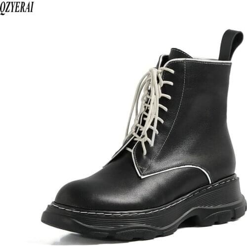 QZYERAI New style scooter Genuine leather Female boots Sports shoe Womens boots cowhide Womens shoes