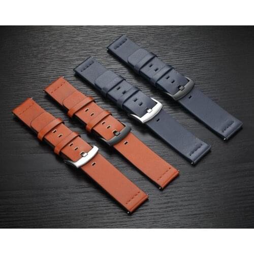 22MM 20MM Genuine Leather Watch Band for Samsung Galaxy Watch 42 46mm Gear S3 Frontier Quick Release 24 18 Strap for Amazfit Bip