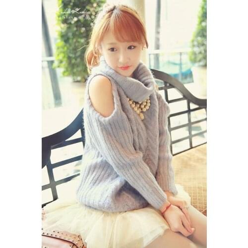Sexy Womens Winter Cut Open Shoulder Pullover Sweater Knit Tops Blue,Black,White