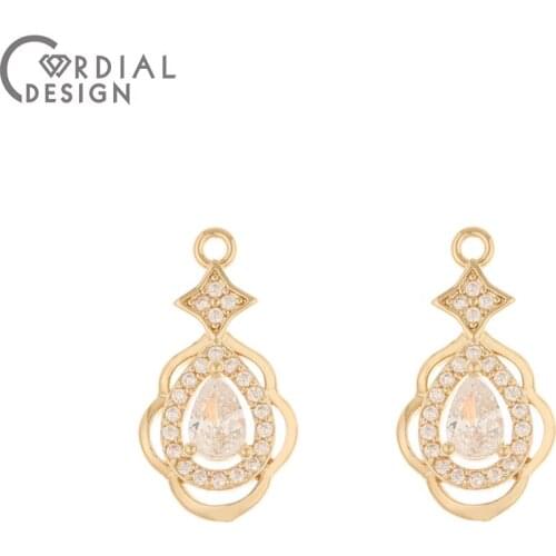 Cordial Design 50Pcs 11*21MM CZ Charms/Jewelry Findings & Components/DIY Pendant/Hand Made/Jewelry Accessories/Earrings Making