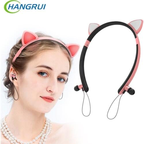 Party LED Cute Cat Ear Wireless Bluetooth Earbuds Girl Hair In ear Stereo Music Sport Headset 5.0 Bluetooth HiFi Earphones