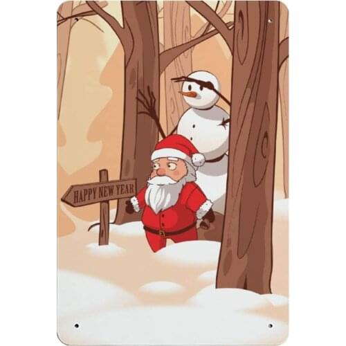 Viohik- tinned poster for home decoration, new year, holiday, snowman, Santa Claus, winter pendant, 30x20 cm