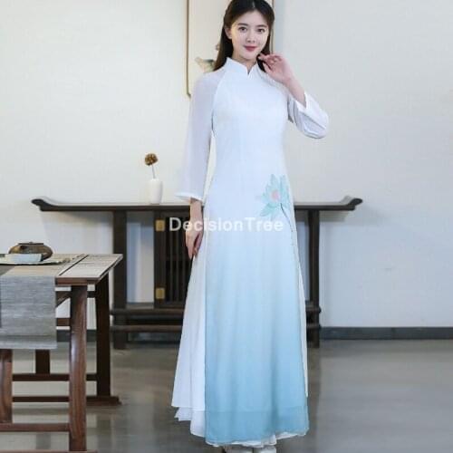 2021 aodai vietnam cheongsam qipao chinese dress for women traditional floral elegant ao dai dress oriental qipao party dress
