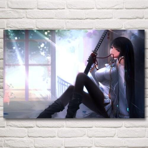 1 Piece Samurai Katana Girl Japanese Anime Art Posters and Prints Painting For Living Room Decoration Pictures Wholesale