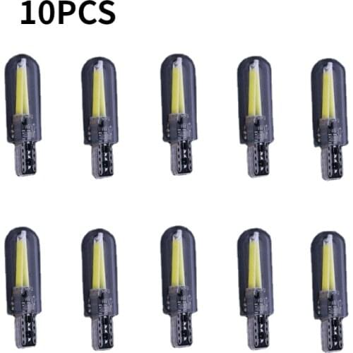 10PCS/set white W5W led T10 cob glass car light Led Filament Lights auto automobiles reading dome bulb lamps DRL car styling 12v