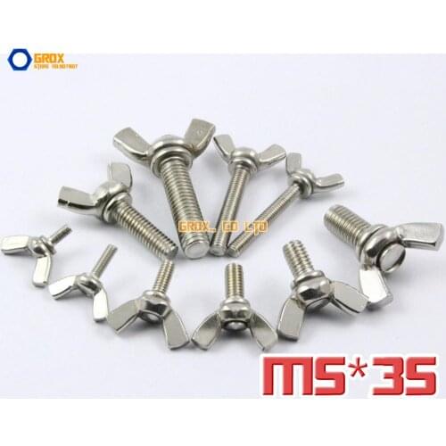 10 Pieces M5 x 35mm 304 Stainless Steel Wing Bolt Butterfly Screw Bolt
