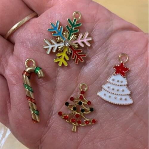 10pcs/pack Christmas Charms Handmade Craft Metal Charms Earring DIY Jewelry Making