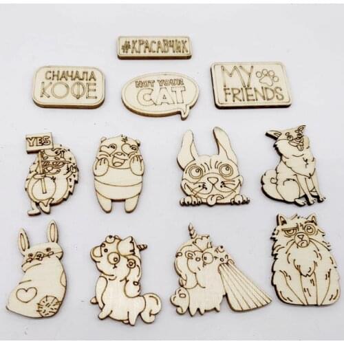 20pcs Wooden "My friends" Tag Slices Unfinished Wooden Crafts with Various Cutout(Random Style)