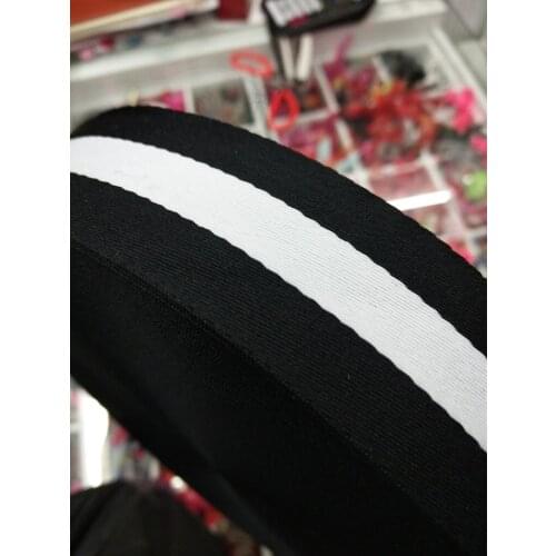 9yards/lots Woven Jacquard Ribbon 2.5cm-4cm black and white with fluff side stripe pattern LS-9006